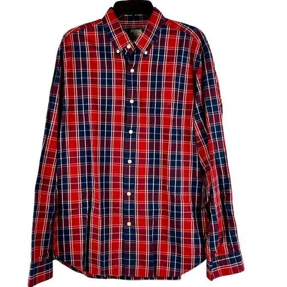 J. Crew Sun Washed Oxford Buffalo Plaid Button Down Large - Picture 1 of 9
